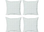 Abakuhaus Set Di Federe Quatrefoil (4 Pezzi), Marocchino, Stampa Digitale Moderna Su Entrambi I Lati, 45 Cm X 45 Cm, Azzurro Bianco