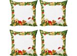 Abakuhaus Set Di Federe Natalizie (4 Pezzi), Garland Bear Tree, Stampa Digitale Moderna Su Entrambi I Lati, 45 Cm X 45 Cm, Multicolore