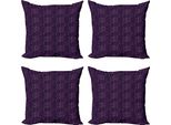 Abakuhaus Set Di Federe Astratte (4 Pezzi), Pois Viola, Stampa Digitale Moderna Su Entrambi I Lati, 40 Cm X 40 Cm, Fucsia Scuro