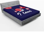 Abakuhaus Lenzuolo Con Angoli, Ich Liebe Dich My Home Theme Con Blooms Valentines Cuore-Amore-Auguri-Tema, 90 X 200 Cm, Rosa Scuro Indaco