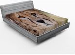 Abakuhaus Lenzuolo Con Angoli Leopard, Immagine Ravvicinata Di Un Ghepardo Con Occhi Marrone Scuro Su Sfondo Sfocato Wildlife, 150 X 190 Cm, Multicolore