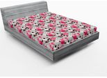 Abakuhaus Lenzuolo Con Angoli Floreale, Classico Romantico Astratto Nostalgico Disegnato Con Rose Colorate E Fiori Di Dalia, 135 X 190 Cm, Rosa Pallido Marrone Chiaro