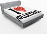 Abakuhaus Lenzuolo Con Angoli Per Pallavolo, Tipografia "Ich Liebe Volleyball"" Con Un Cuore A Forma Di Pallone Sport Admirer, 140 X 200 Cm, Grigio Antracite Rosso Cinabro"