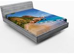 Abakuhaus Lenzuolo Con Angoli, Design Estivo Palme Relax Maldive Costa Tropical Vacanze Oceano, 90 X 200 Cm, Blu Marrone