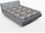 Abakuhaus Lenzuolo Con Angoli Leopard, Stampa Su Sfondo Monocromatico Con Motivi Ripetitivi In Stile Sketch, 160 X 200 Cm, Grigio Antracite E Bianco