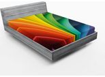 Abakuhaus Lenzuolo Con Angoli Colorato, Illustrazione In Stile Astratto Con Strisce Arcobaleno Curve E Carta Piegata, 140 X 200 Cm, Multicolore