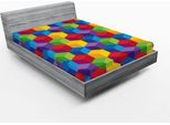 Abakuhaus Lenzuolo Con Angoli, Composizione Colorata Ispirata All'arcobaleno Con Motivi Infantili In Forma Quadrata, 90 X 200 Cm, Multicolore