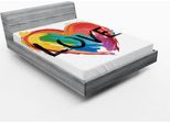 Abakuhaus Lenzuolo Con Angoli Arcobaleno, Dipinto A Pennello Orgoglio Cuore Lgbt Sfondo Neutro, 90 X 200 Cm, Multicolore