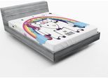 Abakuhaus Lenzuolo Con Angoli Arcobaleno, Per Sempre Tipografia Dolci Unicorni Sfondo Neutro Amore, 90 X 200 Cm, Multicolore
