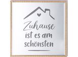 Gilde Spiegelbild (Led), Quadratisch, "Zuhause Ist Es Am SchöNsten"", Spruch, Mdf, Spiegelglas, Naturfarben, Silberfarben, , L. 4 Cm, B. 21 Cm, H. 21 Cm 50757"