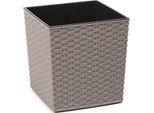 Vaso Da Fiori Lamela Vaso Da Fiori Yuka Eco Wood Ratan, 30 X 30 Cm, Altezza 30,5 Cm, Grigio