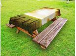 Abakuhaus Tovaglia Da Tavolo Outdoor, Tramonto Sul Campo In Estate Siepi Primavera Prati Vista Mattutina Stampa, Verde Giallo, 145X265 Cm