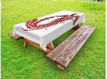 Abakuhaus Tovaglia Phoenix Outdoor, Tradizionale Uccello Magico Cinese Con Ali Maestose E Piume Di Pavone In Stile Boho, Bianco Rubino, 145X305 Cm