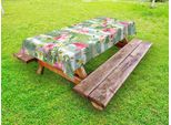 Abakuhaus Tovaglia Da Esterno Con Fenicotteri, Fenicotteri Con Foglie Esotiche Hawaiane Su Sfondo Vintage A Righe, Verde Bianco Rosa, 145X305 Cm