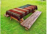 Abakuhaus Usa Tovaglia Da Esterno, Quartiere Di Luglio Giorno Dell'indipendenza Sfondo Rustico In Legno Patriota, Marrone Chiaro Blu Rosso, 145X265 Cm