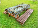 Abakuhaus Tovaglia Etnica Da Esterno, Classico Motivo Batik Tie Dye Con Simboli Bizzarri E Orientali Esteticamente Gradevoli, Marrone Blu, 145X305 Cm