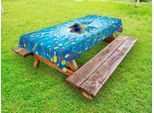 Abakuhaus Tovaglia Da Esterno Per Carnevale, Sfondo Blu Con Pois Colorati E Maschera Di Carnevale Con Volute Stilizzate, Multicolore, 145X210 Cm