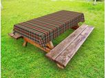 Abakuhaus Tovaglia Outdoor A Quadri Scozzesi, Motivi Geometrici Ripetuti, Quadrati E Linee Diagonali Tradizionali, Marrone Chiaro E Blu Scuro, 145X265 Cm