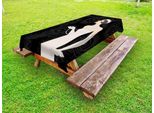 Abakuhaus Tovaglia Old Hollywood Outdoor, Pale Skin Lady Con Abito Lungo Bianco Su Sfondo Art DéCo, Charcoal Grey Beige, 145X305 Cm
