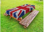 Abakuhaus Tovaglia Da Esterno Union Jack, Design Ispirato Alle Piastrelle A Mosaico, Bandiera Britannica, Identità Nazionale, Cultura, Blu Reale, Bianco, Rosso, 145X210 Cm