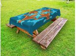 Abakuhaus Tovaglia Vintage Blue Outdoor, Motivo Tradizionale Marocchino Con Figura Di Tulipano, Arancione Bruciato Petrolio Blu, 145X265 Cm