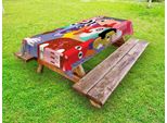 Abakuhaus Tovaglia Artistica Per Esterni, Stile Cubista Che Mescola Figure Umane Con Effetti Astratti Digitali Eccentrici E Psichedelici, Multicolore, 145X305 Cm