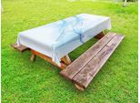 Abakuhaus Tovaglia Blu Per Esterni, Sfocatura Di Movimento, Linee A Vortice, Forme Rotonde Futuristiche, Curve Trasparenti, Azzurro E Blu, 145X210 Cm