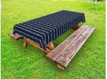 Abakuhaus Tovaglia Marittima Da Esterno, Motivo Nautico Con Linee Orizzontali Ripetitive, Conchiglie, Ancore E Cuori, Blu Notte E Bianco, 145X305 Cm