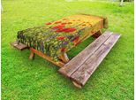 Abakuhaus Tovaglia Da Esterno Con Motivo Floreale, Un Campo Colorato Con Papaveri Gialli In Fiore, Lavanda, Campi Coltivati, Colline, Paesaggio, Giallo, Rosso, Verde, 145X210 Cm