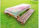 Abakuhaus Tovaglia Da Esterno Con Motivo Ortensie, Immagine Botanica Estiva Con Fiori Dai Colori Grunge, Rosa Chiaro, 145X210 Cm