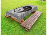 Abakuhaus Tovaglia Ying Yang Per Esterni, Stile Minimalista Tradizionale Asiatico Ying Yang Rustico In Legno Effetto Pavimento Moderno, Nero Grigio, 145X210Cm