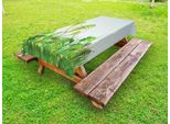 Abakuhaus Tovaglia Per Esterni Con Motivo Foresta Pluviale, Paesaggio Aziendale Grafico, Tema Estate, Prato Naturale, Giardino, Campo, Stampa, Verde Blu, 145X305 Cm