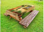 Abakuhaus Italia Tovaglia Da Esterno, Veranda Con Vasi Di Fiori Vari, Piante Verdi Fresche, Vita Cittadina In Toscana, Albicocca Verde Marrone, 145X305 Cm