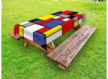 Abakuhaus Tovaglia Artistica Per Esterni, Design Pop In Stile Mondrian Con Quadrati Colorati, Colori Vivaci E Forme Geometriche Stampate, Multicolore, 145X305 Cm