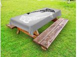 Abakuhaus Tovaglia Delfin Outdoor, Design Subacqueo Monocolore Con Dettagli Floreali Su Sfondo Grigio, Grigio Chiaro Nero Bianco, 145X305 Cm