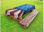Abakuhaus Tovaglia Rustica In Legno Per Esterni, Motivo Old Glory Con Stelle E Strisce, Marrone Chiaro E Grigio Chiaro, 145X210 Cm