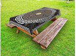 Abakuhaus Tovaglia Da Esterno Con Motivo Greek Key, Tipico Motivo Greco A Onde E Volute, Marrone Scuro E Cocco Chiaro, 145X265 Cm