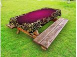 Abakuhaus Tovaglia Mandala Outdoor, Cornice Vintage Con Motivi A Riccioli E Fiocchi Di Neve, Fantastico Stile Astratto Retrò, Colori Giallo Chiaro E Fucsia, 145X305 Cm