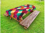 Abakuhaus Tovaglia Colorata Per Esterni, Motivo Geometrico A Rombi Con Quadrati Irregolari Che Nascondono Lo Sporco, Multicolore, 145X210 Cm