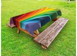 Abakuhaus Tovaglia Colorata Per Esterni, Illustrazione In Stile Astratto Con Strisce Arcobaleno Curve E Motivo Pieghettato, Multicolore, 145X305 Cm