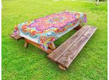 Abakuhaus Tovaglia Arcobaleno Mandala Per Esterni, Motivo Mandala Orientale Colorato Con Stelle Paisley E Pois Caleidoscopici, Multicolore, 145X210 Cm