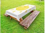 Abakuhaus Tovaglia Da Esterno Smile, Illustrazione Di Un Sole Sorridente E Allegro Su Uno Sfondo Semplice, Color Senape Arancione E Bianco, 145X305 Cm