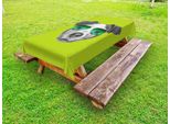 Abakuhaus Tovaglia Jack Russell Outdoor, Sfumature Di Grigio - Cane Con Occhiali E Sagome Di Alberi Tropicali Su Sfondo Verde, Grigio Verde, 145X265 Cm