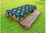 Abakuhaus Tovaglia Leopard Outdoor, Esagoni Con Diverse Strisce O Macchie, Verde Acqua Scuro E Salmone Chiaro, 145X305 Cm