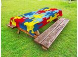 Abakuhaus Tovaglia Per Autismo Da Esterno, Interpretazione Colorata Di Un Disturbo Con Simbolizzazione Di Puzzle, Multicolore, 145X305 Cm