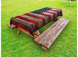 Abakuhaus Tovaglia Con Bandiera Americana Per Esterni, Bandiera Con Sfondo Americano Su Stampa Grafica Con Design A Tavoletta Danneggiata, Grigio Rosso, 145X305 Cm