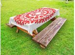 Abakuhaus Tovaglia Da Esterno Red Mandala, Motivo Tradizionale Ungherese Con Tulipani, Stile Kalocsai Antico, Rosso E Bianco, 145X305 Cm