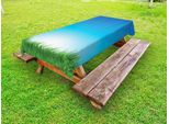 Abakuhaus Tovaglia Da Esterno, Strisce Sunburst Con Erba Verde, Paesaggio Rurale Estivo, Blu, Verde, Giallo Chiaro, 145X305 Cm
