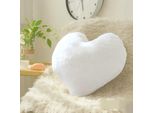 Cuscino Cuore " Cuscino Coccolone 45 X 45 Cm "" Cuscino Cuore Morbido "" Cuscino Decorativo "" Cuscino Decorativo In Pelliccia Sintetica (Colore: Bianco)"