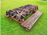 Abakuhaus Tovaglia Western Per Esterni, Ruote Di Carro Antiche Con Bandiera Americana In Stile Retrò Vintage, Stampa Nuovo Mondo, Multicolore, 145X305 Cm